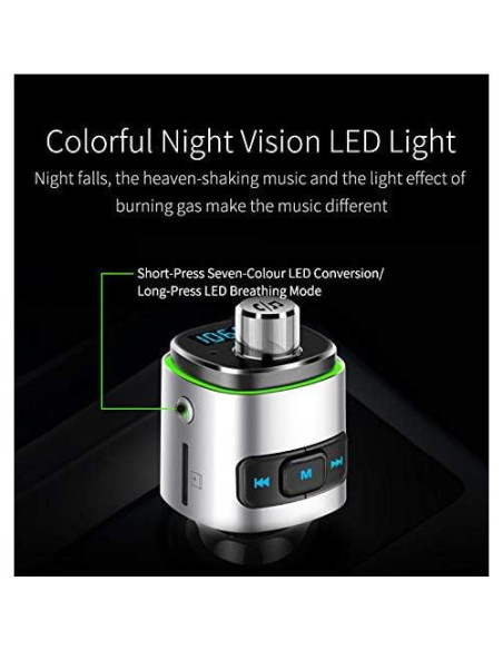 Transmisor FM Bluetooth 5.0 Couraglazer BC42 Carga Rápida USB