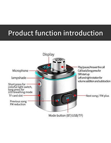 Transmisor FM Bluetooth 5.0 Couraglazer BC42 Carga Rápida USB