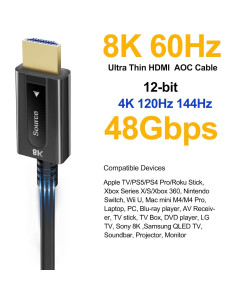 Cable HDMI 2.1 YilianOptoe 8K 3m Fibra Óptica 48Gbps 2