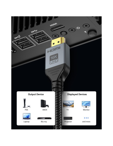 Cable HDMI 16K DGHUMEN 3m Ultra Alta Velocidad 96Gbps