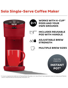 Cafetera Instant Pot Solo 1 Porción K-Cup 40oz Roja 2