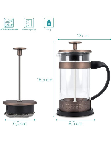 Cafetera Francesa Retro Navaris 350 ml Acero Inoxidable