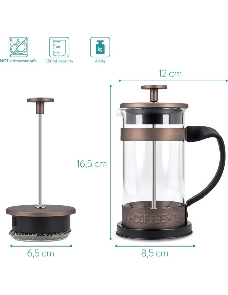 Cafetera Francesa Retro Navaris 350 ml Acero Inoxidable