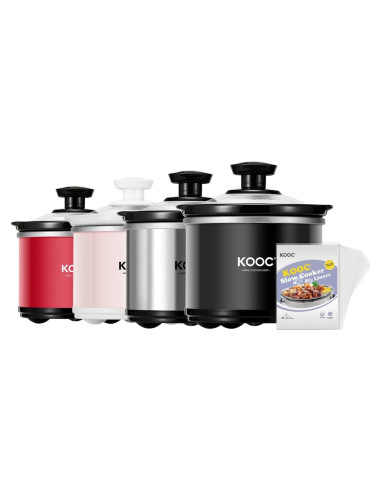 Olla de Cocción Lenta KOOC 0.65L Cerámica Negra con Forros