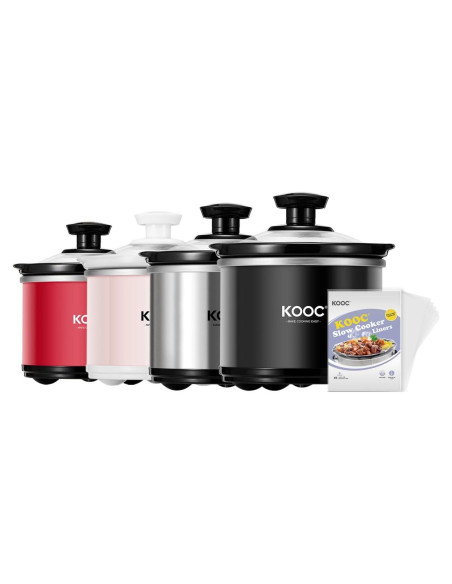 Olla de Cocción Lenta KOOC 0.65L Cerámica Negra con Forros