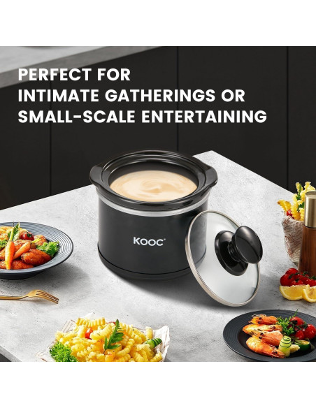Olla de Cocción Lenta KOOC 0.65L Cerámica Negra con Forros