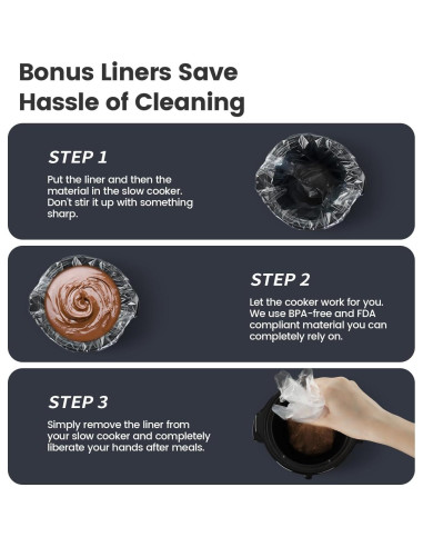 Olla de Cocción Lenta KOOC 0.65L Cerámica Negra con Forros