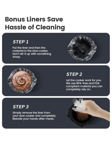 Olla de Cocción Lenta KOOC 0.65L Cerámica Negra con Forros