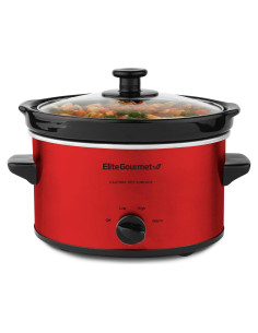 Cocinero Lento Eléctrico Elite Gourmet MST-275XR 2 Cuartos Rojo