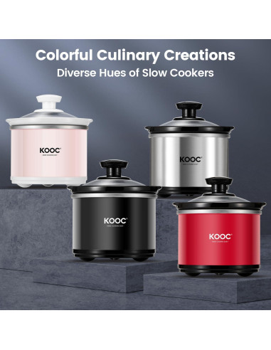 Olla de Cocción Lenta KOOC 0.65L Cerámica Negra con Forros