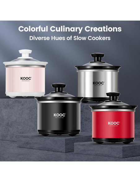 Olla de Cocción Lenta KOOC 0.65L Cerámica Negra con Forros