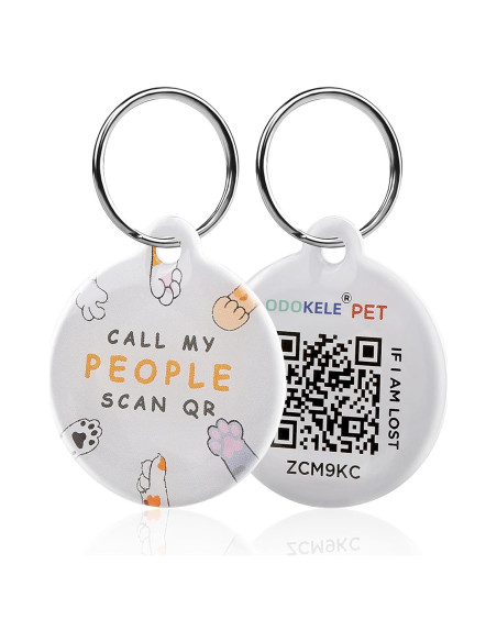 Etiqueta QR para Gato Odokele Redonda Blanca 10.7x9cm