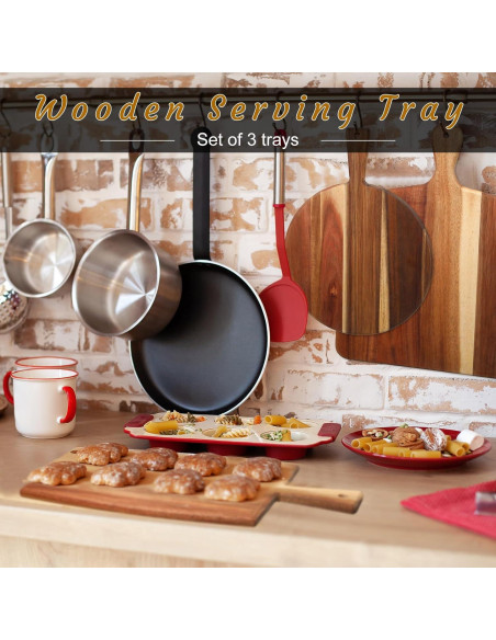 Juego de 3 Tablas de Cortar de Madera Zhehao - Acacia 40x30 cm