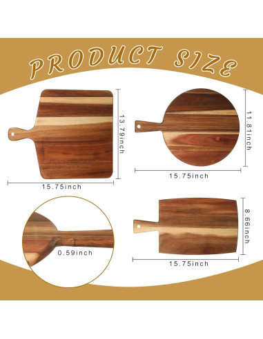 Juego de 3 Tablas de Cortar de Madera Zhehao - Acacia 40x30 cm