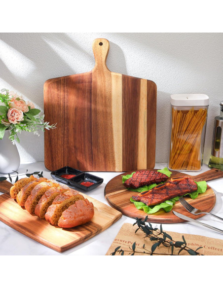 Juego de 3 Tablas de Cortar de Madera Zhehao - Acacia 40x30 cm