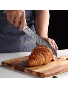 Cuchillo de Pan Sunnecko 20 cm Acero Damasco VG10 Forjado 2