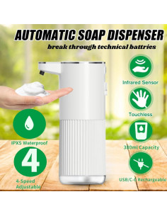 Dispensador Automático de Jabón Fiecco Blanco 385ml Sin Contacto 2