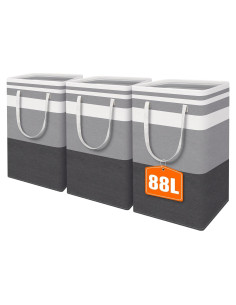 Canasta de Ropa Alta HomeHacks 88L Impermeable Plegable Gris