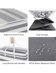 Canasta de Ropa Alta HomeHacks 88L Impermeable Plegable Gris 2