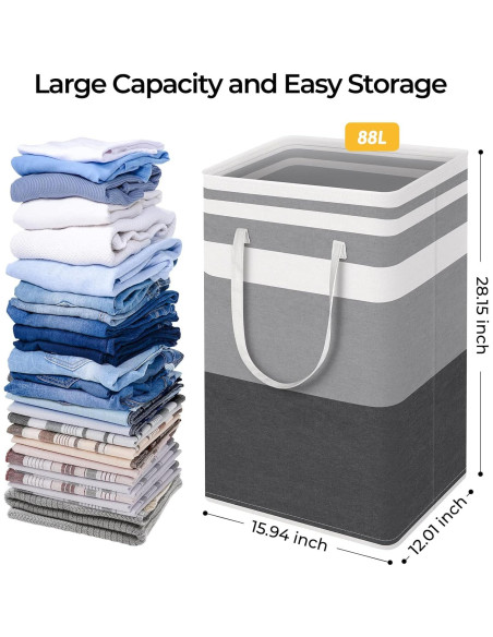 Canasta de Ropa Alta HomeHacks 88L Impermeable Plegable Gris
