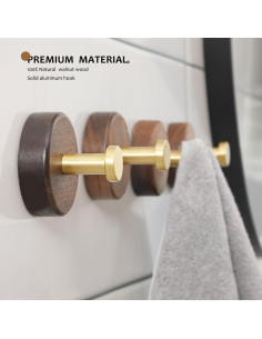 Ganchos Adhesivos de Madera Natural FunViet - Paquete de 3 2