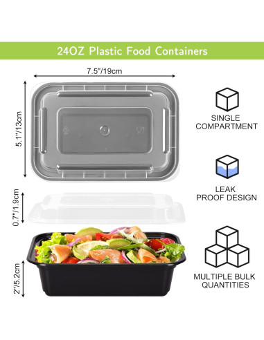 Moretoes 15 Contenedores de Comida Reutilizables 680ml