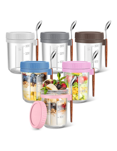 Paquete de 6 Tarros de Cristal Mason 473ml Yeenhoopy - Avena Nocturna