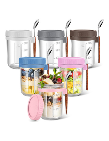 Paquete de 6 Tarros de Cristal Mason 473ml Yeenhoopy - Avena Nocturna