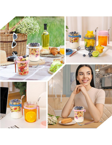 Paquete de 6 Tarros de Cristal Mason 473ml Yeenhoopy - Avena Nocturna