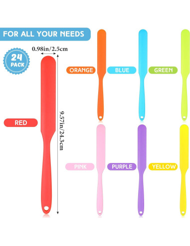 Juego de 24 Espátulas de Silicona Lasnten Multicolor
