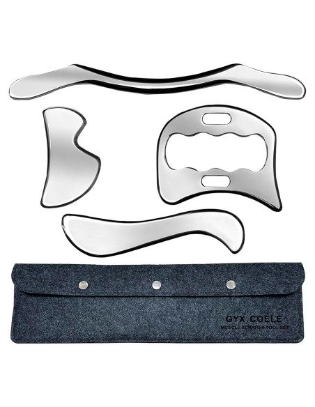 Conjunto Gua Sha de Acero Inoxidable 4 en 1 GYX COELE
