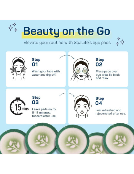 Almohadillas Frías para los Ojos SpaLife - 48 Unidades Pepino