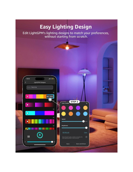 Bombillas Inteligentes Lepro B2 AI - 1100LM RGBWW, 2 Pzas