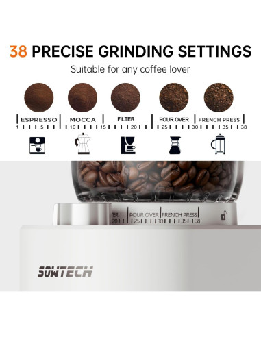 Molino de Café Burr SOWTECH Beige 38 Configuraciones Molienda
