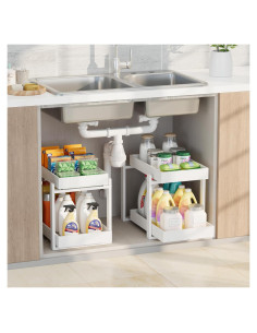 Organizadores de Bajo Fregadero APRTAT - 2 Niveles de Bambú