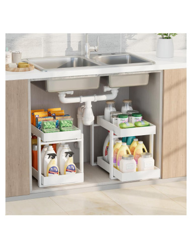 Organizadores de Bajo Fregadero APRTAT - 2 Niveles de Bambú