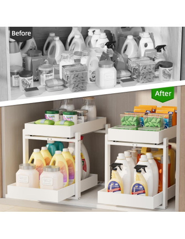 Organizadores de Bajo Fregadero APRTAT - 2 Niveles de Bambú