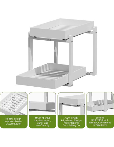 Organizadores de Bajo Fregadero APRTAT - 2 Niveles de Bambú