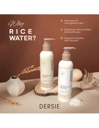 Champú y Acondicionador de Agua de Arroz Dersie 500ml - Crecimiento Cabello