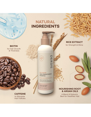 Champú y Acondicionador de Agua de Arroz Dersie 500ml - Crecimiento Cabello