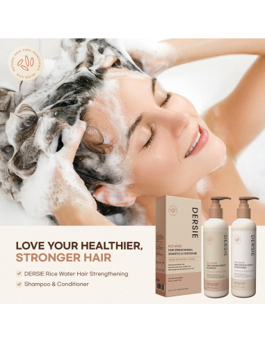 Champú y Acondicionador de Agua de Arroz Dersie 500ml - Crecimiento Cabello