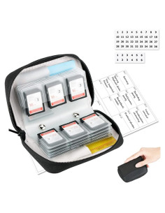 Estuche para tarjetas de memoria 28 ranuras SD CF Negro