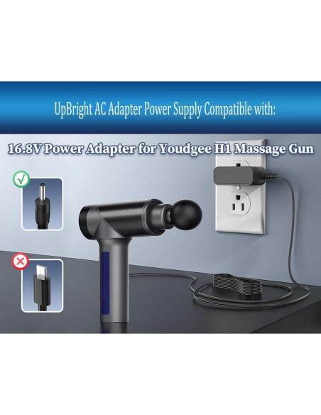 Adaptador de CA UpBright 16.8V para Pistola de Masaje Youdgee H1