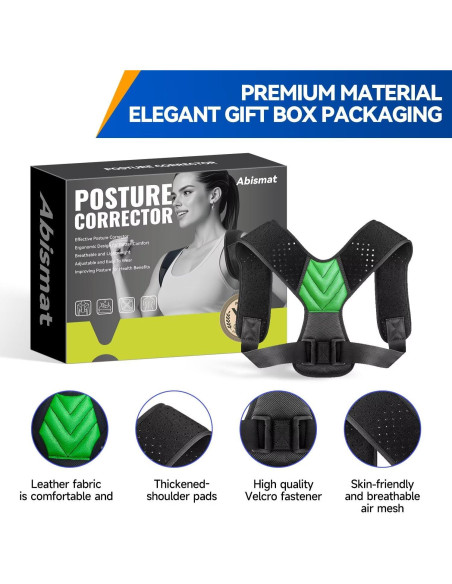 Corrector de Postura Abismat Verde Ajustable para Hombres y Mujeres