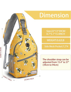 Bolsa Bandolera ZOMAKE Pequeña Impermeable Amarillo Abeja 2