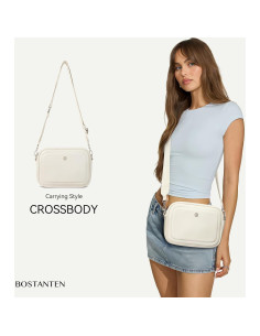 Bolso Cruzado BOSTANTEN de Cuero Vegano para Mujeres - Blanco y Beige 2
