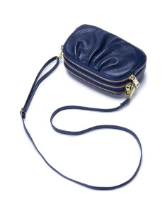 Bolso Cruzado Pequeño de Cuero Genuino para Mujeres Azul 2