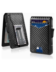 Billetera Minimalista Drimi para Hombres con Bloqueo RFID - Fibra de Carbono