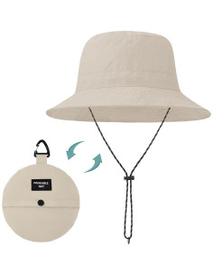 Sombrero de Cubo Plegable Impermeable UV Beige Claro 2