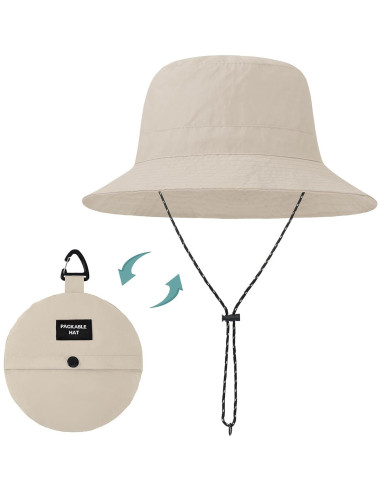 Sombrero de Cubo Plegable Impermeable UV Beige Claro